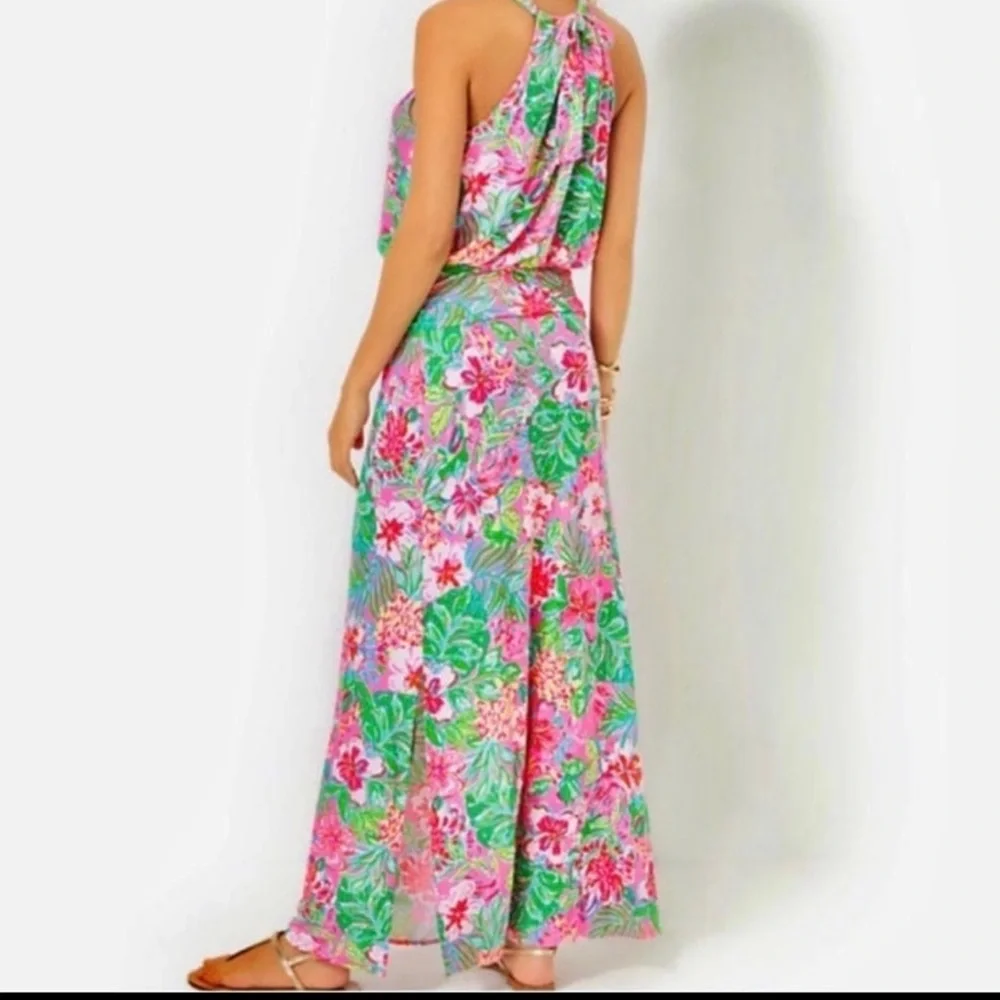 Lilly Pulitzer Pink and Green Floral Maxi Dress - Picture 7 of 8